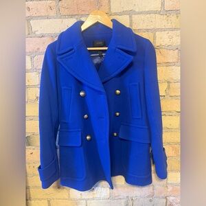 J. Crew Women's Cobalt Blue Peacoat with Gold Buttons